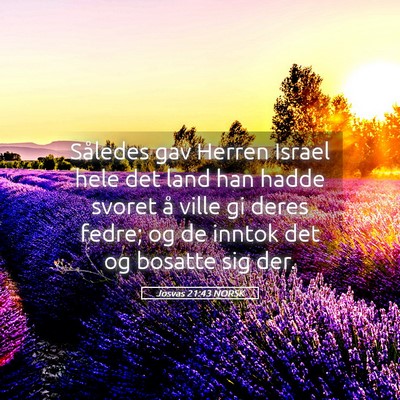 Picture 05 - Josvas 21:43 NORSK - Således gav Herren Israel hele det land han - Bible Verse Picture