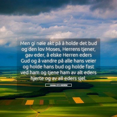 Picture 05 - Josvas 22:5 NORSK - Men gi nøie akt på å holde det bud og den lov - Bible Verse Picture