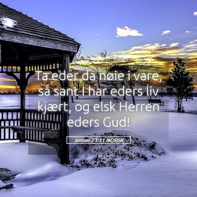 Picture 05 - Josvas 23:11 NORSK - Ta eder da nøie i vare, så sant I har eders liv - Bible Verse Picture