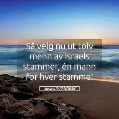 Picture 05 - Josvas 3:12 NORSK - Så velg nu ut tolv menn av Israels stammer, én - Bible Verse Picture