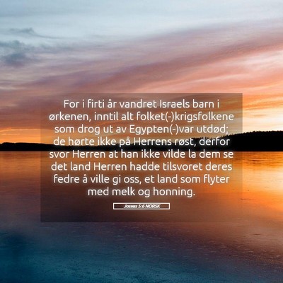 Picture 05 - Josvas 5:6 NORSK - For i firti år vandret Israels barn i ørkenen, - Bible Verse Picture