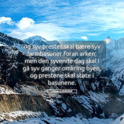 Picture 05 - Josvas 6:4 NORSK - og syv prester skal bære syv larmbasuner foran - Bible Verse Picture