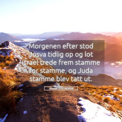 Picture 05 - Josvas 7:16 NORSK - Morgenen efter stod Josva tidlig op og lot Israel - Bible Verse Picture