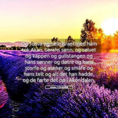 Picture 05 - Josvas 7:24 NORSK - Og Josva og hele Israel med ham tok Akan, Serahs - Bible Verse Picture