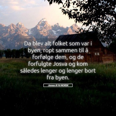 Picture 05 - Josvas 8:16 NORSK - Da blev alt folket som var i byen, ropt sammen - Bible Verse Picture
