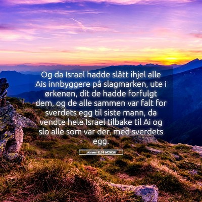 Picture 05 - Josvas 8:24 NORSK - Og da Israel hadde slått ihjel alle Ais - Bible Verse Picture