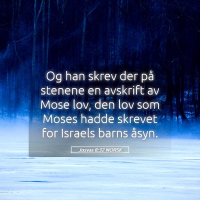 Picture 05 - Josvas 8:32 NORSK - Og han skrev der på stenene en avskrift av Mose - Bible Verse Picture