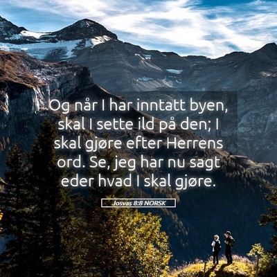 Picture 05 - Josvas 8:8 NORSK - Og når I har inntatt byen, skal I sette ild på - Bible Verse Picture