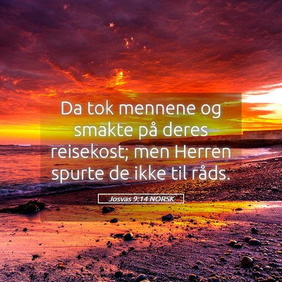 Picture 05 - Josvas 9:14 NORSK - Da tok mennene og smakte på deres reisekost; men - Bible Verse Picture