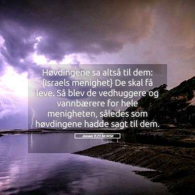 Picture 05 - Josvas 9:21 NORSK - Høvdingene sa altså til dem: {Israels menighet} - Bible Verse Picture