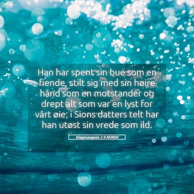 Picture 05 - Klagesangene 2:4 NORSK - Han har spent sin bue som en fiende, stilt sig - Bible Verse Picture