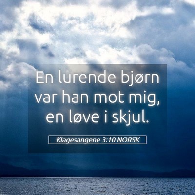 Picture 05 - Klagesangene 3:10 NORSK - En lurende bjørn var han mot mig, en løve i - Bible Verse Picture