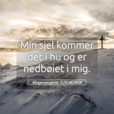 Picture 05 - Klagesangene 3:20 NORSK - Min sjel kommer det i hu og er nedbøiet i - Bible Verse Picture