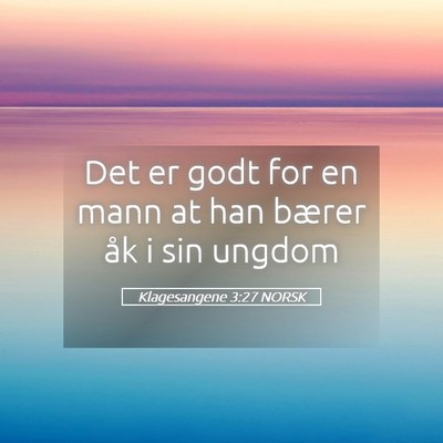 Picture 05 - Klagesangene 3:27 NORSK - Det er godt for en mann at han bærer åk i sin - Bible Verse Picture