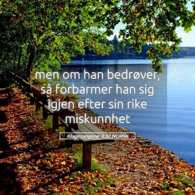 Picture 05 - Klagesangene 3:32 NORSK - men om han bedrøver, så forbarmer han sig igjen - Bible Verse Picture