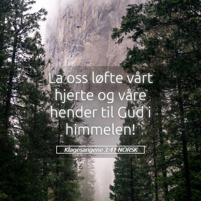 Picture 05 - Klagesangene 3:41 NORSK - La oss løfte vårt hjerte og våre hender til - Bible Verse Picture