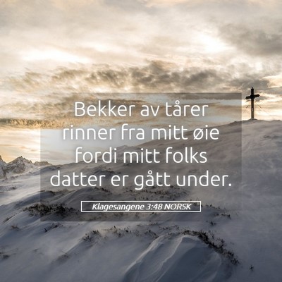 Picture 05 - Klagesangene 3:48 NORSK - Bekker av tårer rinner fra mitt øie fordi mitt - Bible Verse Picture