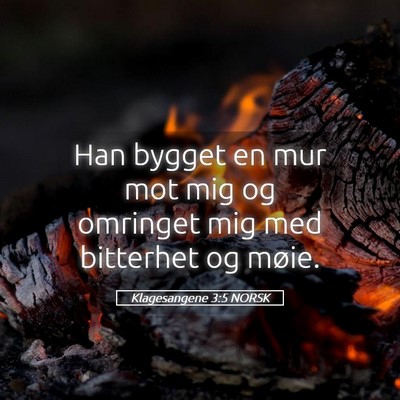 Picture 05 - Klagesangene 3:5 NORSK - Han bygget en mur mot mig og omringet mig med - Bible Verse Picture