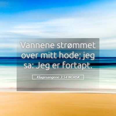 Picture 05 - Klagesangene 3:54 NORSK - Vannene strømmet over mitt hode; jeg sa: Jeg er - Bible Verse Picture