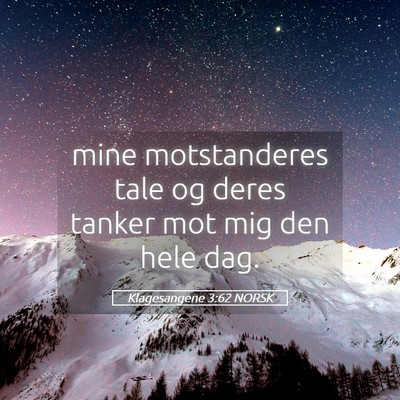 Picture 05 - Klagesangene 3:62 NORSK - mine motstanderes tale og deres tanker mot mig - Bible Verse Picture