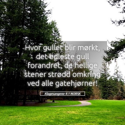 Picture 05 - Klagesangene 4:1 NORSK - Hvor gullet blir mørkt, det edleste gull - Bible Verse Picture