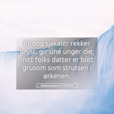 Picture 05 - Klagesangene 4:3 NORSK - Endog sjakaler rekker bryst, gir sine unger die; - Bible Verse Picture
