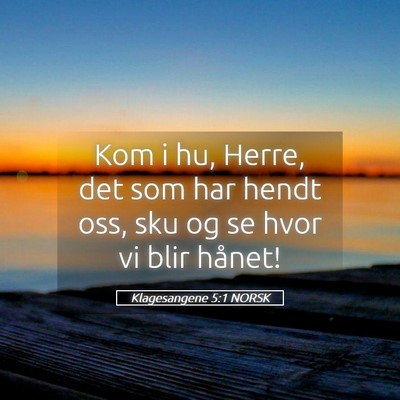 Picture 05 - Klagesangene 5:1 NORSK - Kom i hu, Herre, det som har hendt oss, sku og se - Bible Verse Picture