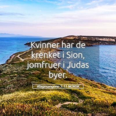 Picture 05 - Klagesangene 5:11 NORSK - Kvinner har de krenket i Sion, jomfruer i Judas - Bible Verse Picture