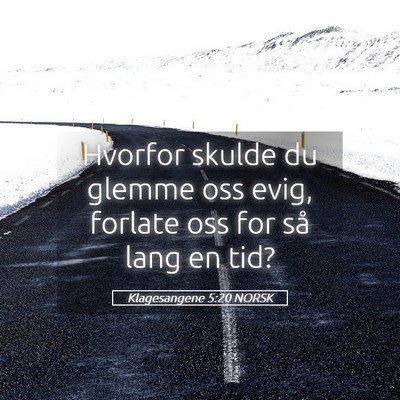 Picture 05 - Klagesangene 5:20 NORSK - Hvorfor skulde du glemme oss evig, forlate oss - Bible Verse Picture