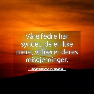 Picture 05 - Klagesangene 5:7 NORSK - Våre fedre har syndet, de er ikke mere; vi - Bible Verse Picture