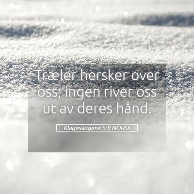 Picture 05 - Klagesangene 5:8 NORSK - Træler hersker over oss; ingen river oss ut av - Bible Verse Picture