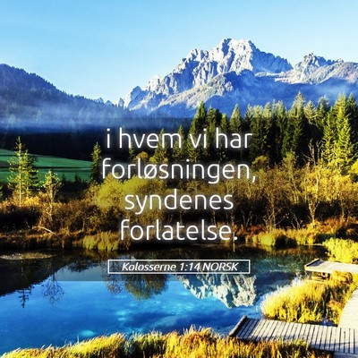 Picture 05 - Kolosserne 1:14 NORSK - i hvem vi har forløsningen, syndenes - Bible Verse Picture