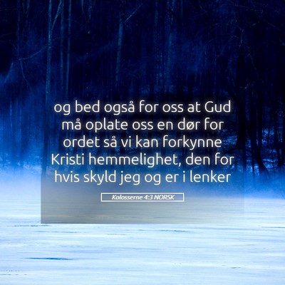 Picture 05 - Kolosserne 4:3 NORSK - og bed også for oss at Gud må oplate oss en - Bible Verse Picture