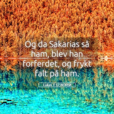 Picture 05 - Lukas 1:12 NORSK - Og da Sakarias så ham, blev han forferdet, og - Bible Verse Picture