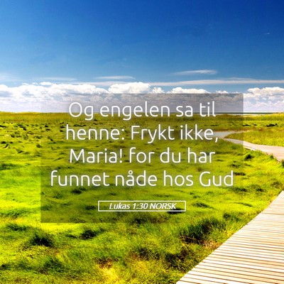 Picture 05 - Lukas 1:30 NORSK - Og engelen sa til henne: Frykt ikke, Maria! for - Bible Verse Picture