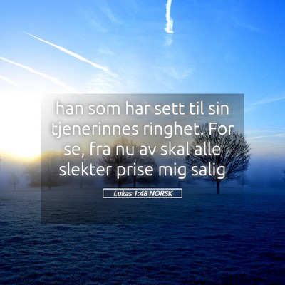 Picture 05 - Lukas 1:48 NORSK - han som har sett til sin tjenerinnes ringhet. For - Bible Verse Picture