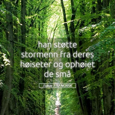 Picture 05 - Lukas 1:52 NORSK - han støtte stormenn fra deres høiseter og - Bible Verse Picture