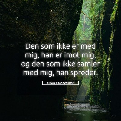 Picture 05 - Lukas 11:23 NORSK - Den som ikke er med mig, han er imot mig, og den - Bible Verse Picture