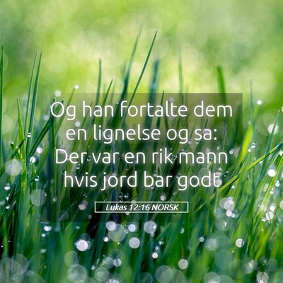 Picture 05 - Lukas 12:16 NORSK - Og han fortalte dem en lignelse og sa: Der var en - Bible Verse Picture
