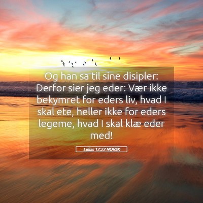Picture 05 - Lukas 12:22 NORSK - Og han sa til sine disipler: Derfor sier jeg - Bible Verse Picture