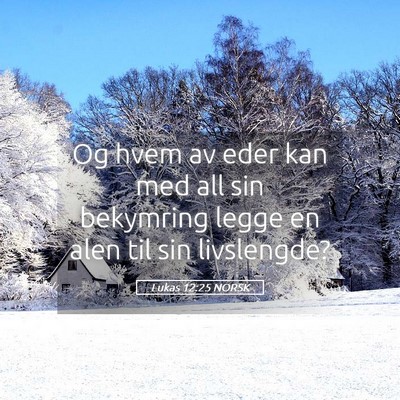 Picture 05 - Lukas 12:25 NORSK - Og hvem av eder kan med all sin bekymring legge - Bible Verse Picture