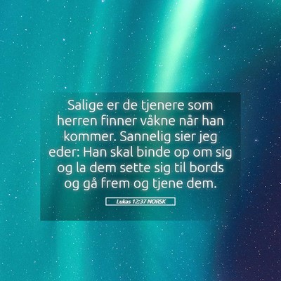 Picture 05 - Lukas 12:37 NORSK - Salige er de tjenere som herren finner våkne - Bible Verse Picture