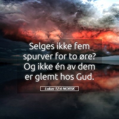Picture 05 - Lukas 12:6 NORSK - Selges ikke fem spurver for to øre? Og ikke én - Bible Verse Picture