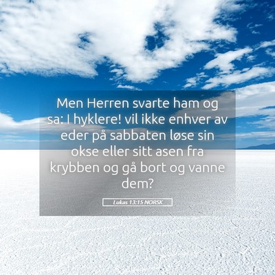 Picture 05 - Lukas 13:15 NORSK - Men Herren svarte ham og sa: I hyklere! vil ikke - Bible Verse Picture