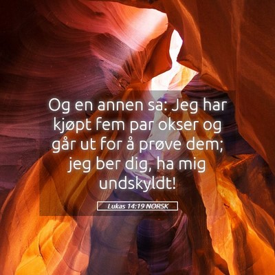 Picture 05 - Lukas 14:19 NORSK - Og en annen sa: Jeg har kjøpt fem par okser og - Bible Verse Picture