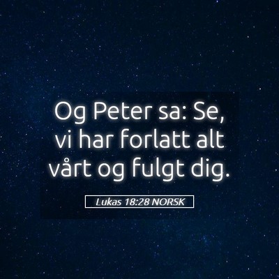 Picture 05 - Lukas 18:28 NORSK - Og Peter sa: Se, vi har forlatt alt vårt og - Bible Verse Picture