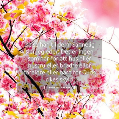 Picture 05 - Lukas 18:29 NORSK - Da sa han til dem: Sannelig sier jeg eder: Det er - Bible Verse Picture