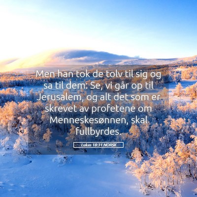Picture 05 - Lukas 18:31 NORSK - Men han tok de tolv til sig og sa til dem: Se, vi - Bible Verse Picture