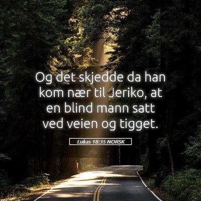 Picture 05 - Lukas 18:35 NORSK - Og det skjedde da han kom nær til Jeriko, at en - Bible Verse Picture