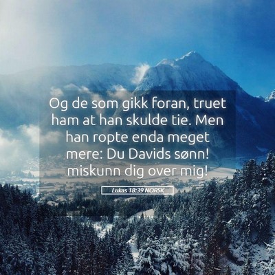 Picture 05 - Lukas 18:39 NORSK - Og de som gikk foran, truet ham at han skulde - Bible Verse Picture